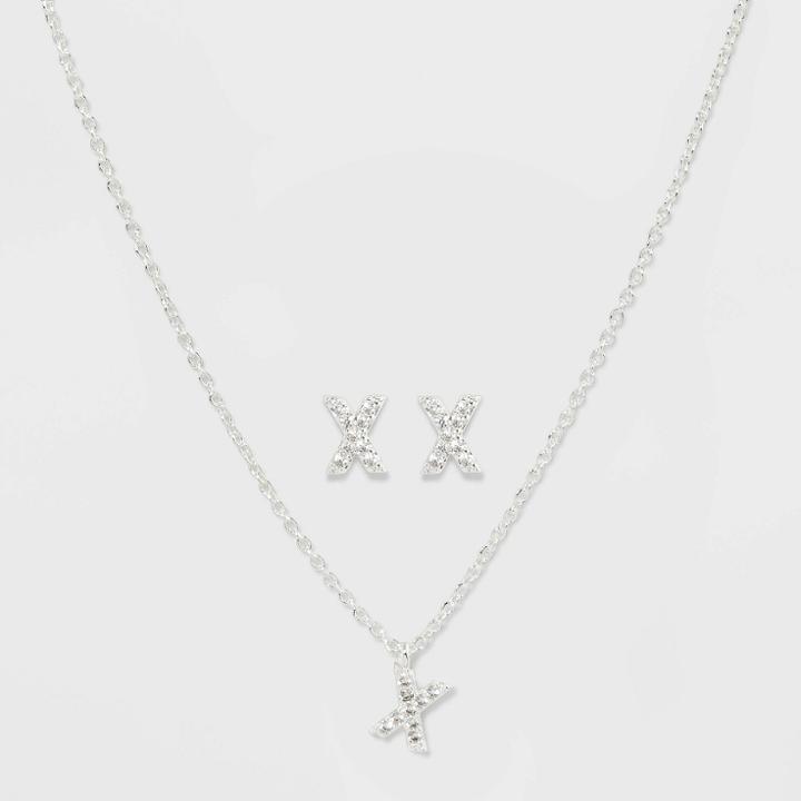 Initial X Crystal Jewelry Set - A New Day Silver, Women's