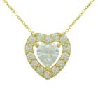 Target Women's Silver Plated Cubic Zirconia Heart Necklace - Yellow, Gold