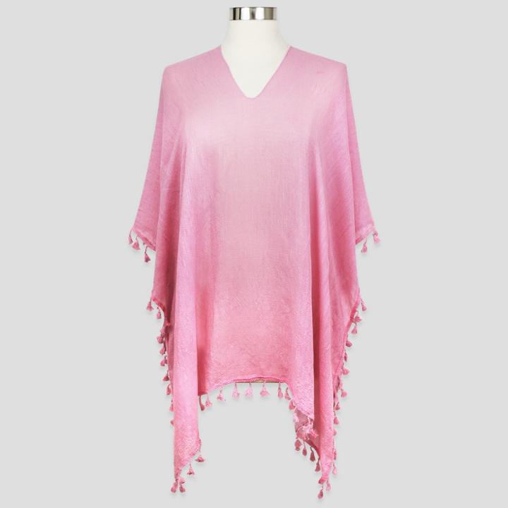 Sylvia Alexander Women's Tassel Poncho Sweater - Blushing