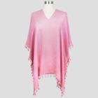 Sylvia Alexander Women's Tassel Poncho Sweater - Blushing