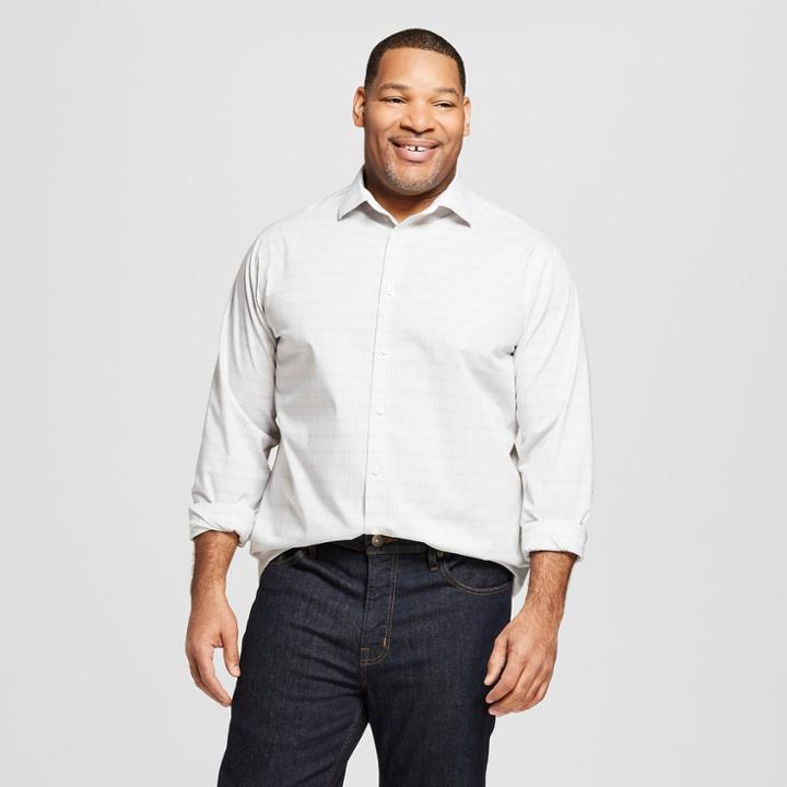 Target Men's Big & Tall Plaid Standard Fit Long Sleeve Button-down Dress Shirt - Goodfellow & Co Gray