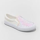Girls' Poppy Twin Gore Slip-on Sneakers - Cat & Jack White 13, Toddler Girl's