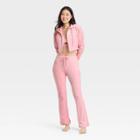Women's Velour Zip-up Lounge Hoodie - Colsie Pink