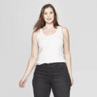 Women's Plus Size Sleeveless Scoop Neck Rib Racerback Tank Top - Universal Thread White