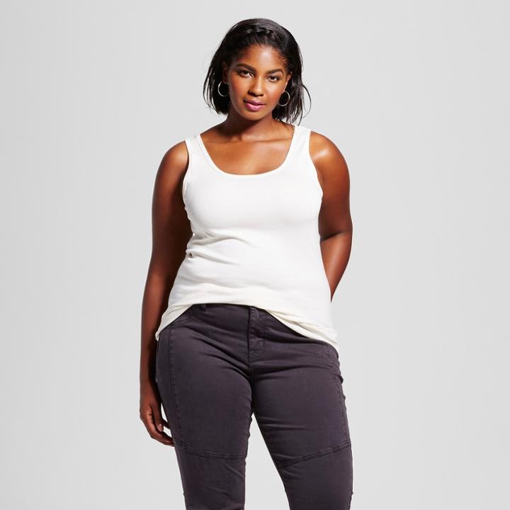 Women's Plus Size Perfect Tank - Ava & Viv Shell (white)