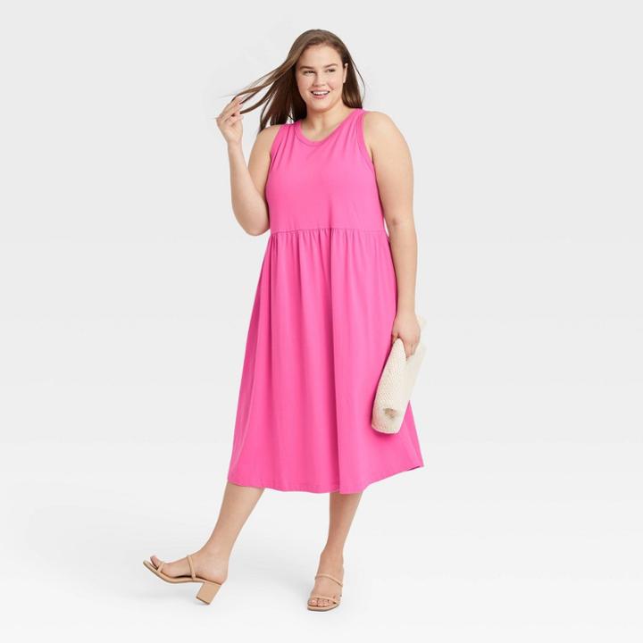 Women's Plus Size Sleeveless Knit Ballet Dress - A New Day Pink
