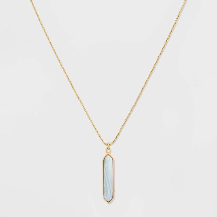 Recycled Metal With Semi-precious Blue Lace Agate Stones Pendant Necklace - Universal Thread Blue, Women's