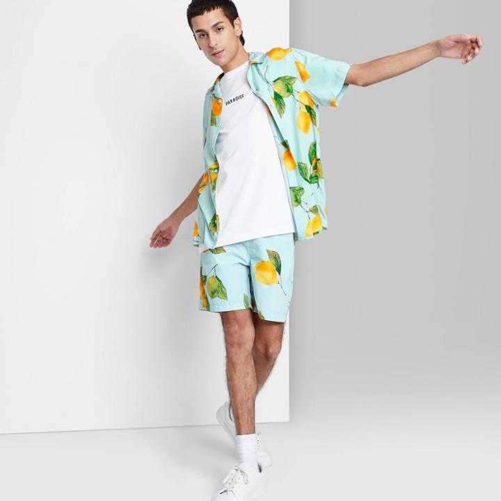 Men's 6.5 Printed Regular Fit Pull-on Shorts - Original Use Lemon Yellow/lemon