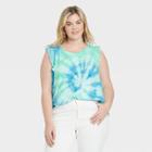 Women's Plus Size Tank Top - Knox Rose Green Tie-dye