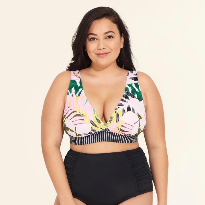 Women's Slimming Control Bikini Top - Beach Betty By Miracle Brands Multi Tropical 2x,