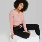 Women's Button-front Cropped Rib-knit Cardigan - Wild Fable Blush Pink