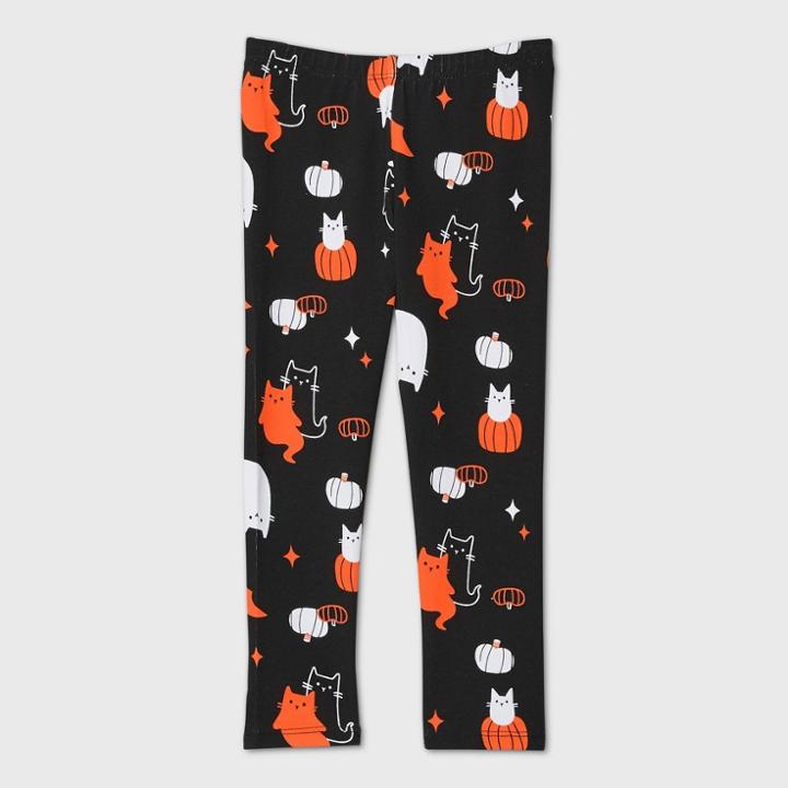 Toddler Girls' Halloween Print Leggings - Cat & Jack Black