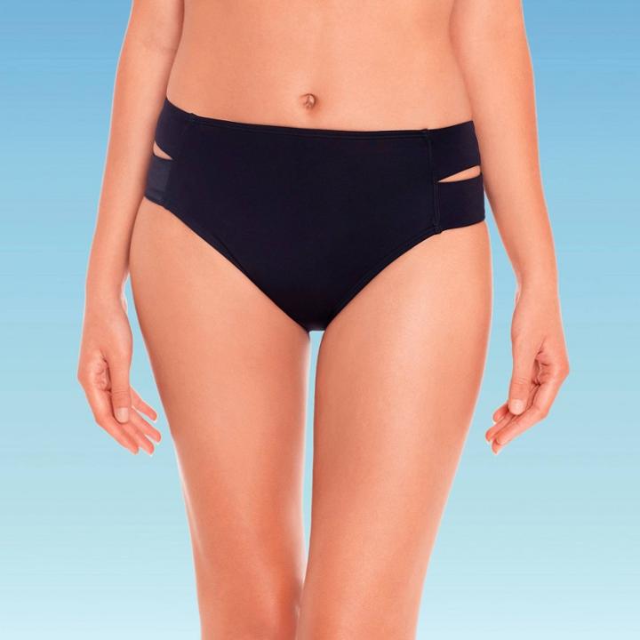Women's Slimming Control Mid-rise Side-tie Bikini Bottom - Beach Betty By Miracle Brands Black