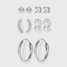 Sterling Silver Double Pearl And Cubic Zirconia Hoop Earring Set 5pc - A New Day