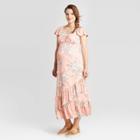 Maternity Floral Print Short Sleeve Knit Maxi Dress - Isabel Maternity By Ingrid & Isabel Pink