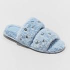 Women's Vienna Rhinestone Embellished Slide Slippers - Stars Above Blue