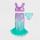Girls' Disney The Little Mermaid 3pc Midkini Swim Set - Purple/blue 3 - Disney