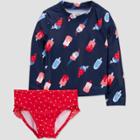 Carter's Just One You  Baby Girls' 2pc Long Sleeve Popsicles Print Rash Guard Set Red/white/blue