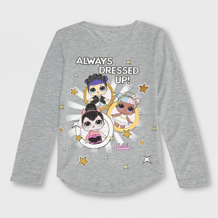 Plus Size Girls' L.o.l. Surprise! Halloween Long Sleeve T-shirt - Heather Gray