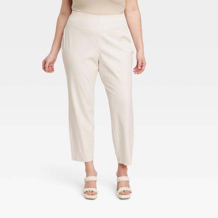 Women's High-rise Slim Fit Ankle Pants - A New Day Cream