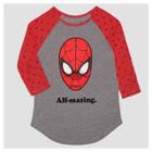 Girls' Marvel Spider-man 3/4 Sleeve Raglan T-shirt - Heather Gray