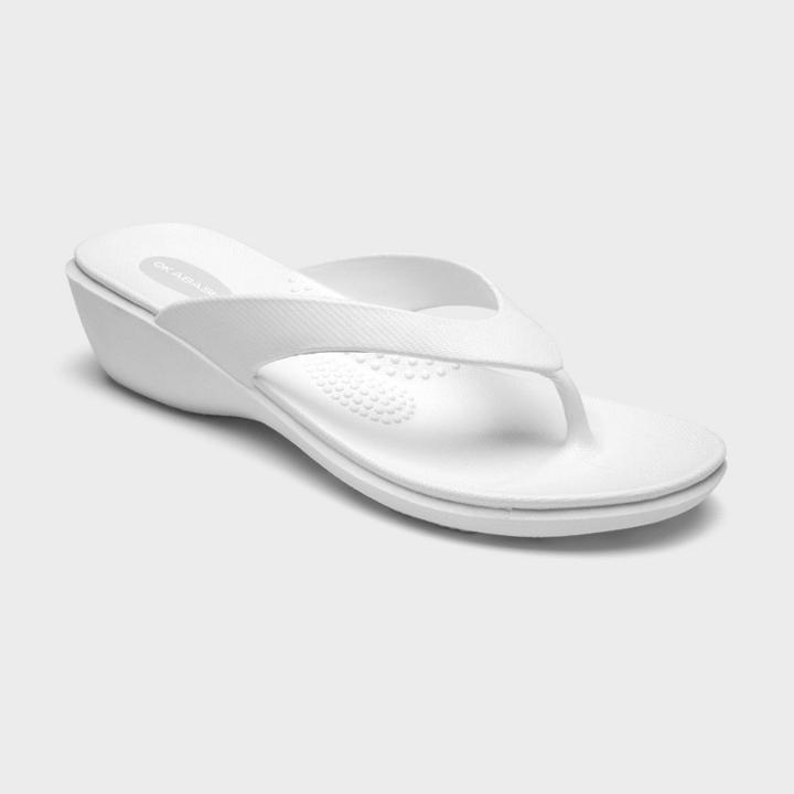 Women's Splash Sustainable Wedge Flip Flops - Okabashi White S, Women's,