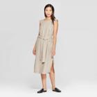 Women's Short Sleeve Square Neck Column Midi Dress - Prologue Tan