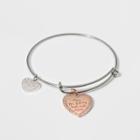Distributed By Target Stainless Steel Mom You Fill My Heart With Love Bangle Bracelet - Silver/rose Gold, Women's, Pink