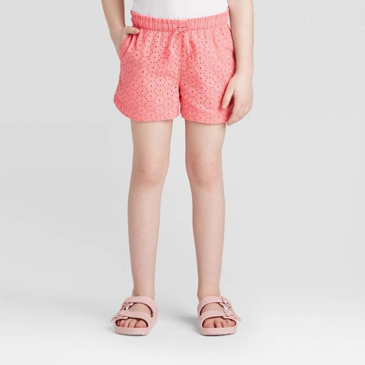 Girls' Pull-on Eyelet Shorts - Cat & Jack Pink
