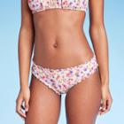 Women's Ruffle Cheeky Bikini Bottom - Shade & Shore Cream Floral Print