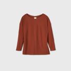 Women's Plus Size Long Sleeve Leisure T-shirt - Ava & Viv Red X, Brown