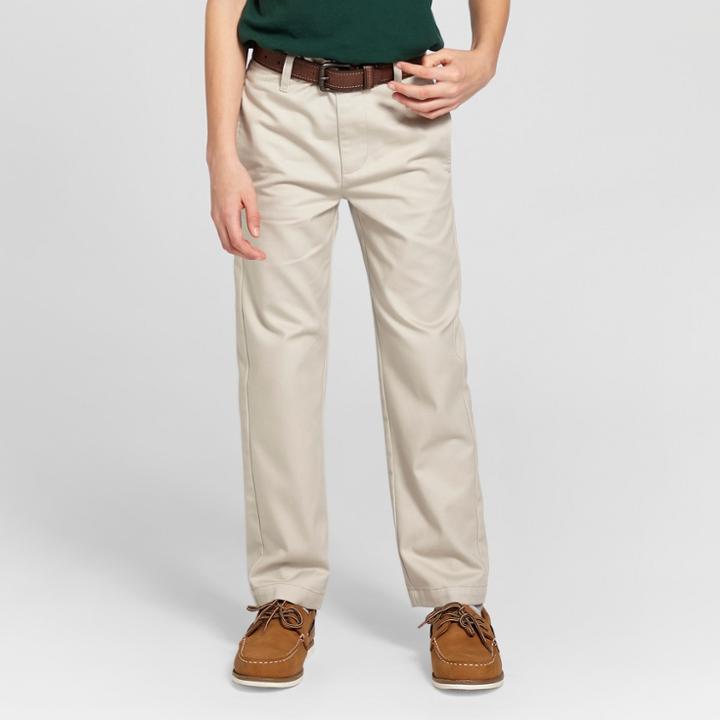 Boys' Reinforced Knee Flat Front Uniform Chino Pants - Cat & Jack Brown