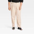 Women's Plus Size High-rise Pleat Front Tapered Chino Pants - A New Day Tan
