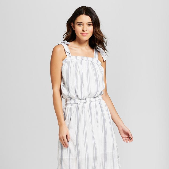 Women's Striped Ruffle Tank - Universal Thread Blue
