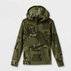 Boys' Fleece 1/4 Zip Hooded Sweatshirt - All In Motion Olive Green