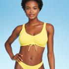 Women's Textured Cinch Front Bralette Bikini Top - Xhilaration Lemon Yellow D/dd Cup, Women's