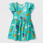 Petitetoddler Girls' Short Sleeve Cat A-line Dress - Cat & Jack Iridescent Green 12m, Girl's, Size: