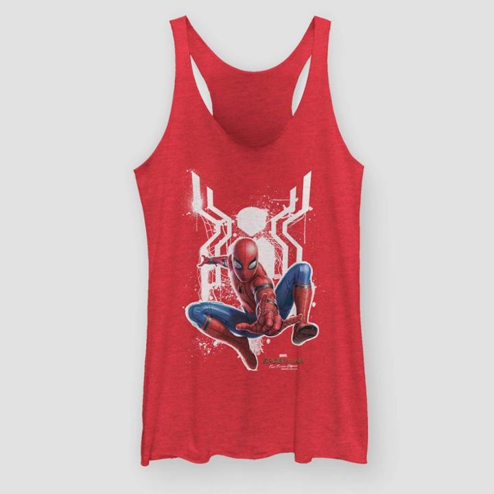 Marvel Women's Spider-man: Far From Home Tank Top (juniors') - Red Heather