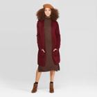 Women's Long Sleeve Cozy Sweater Cardigan - A New Day Burgundy Heather