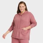 Women's Plus Size Crewneck Hooded Pullover Sweater - A New Day Pink