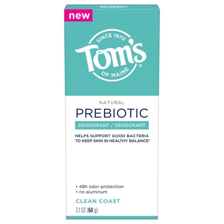 Tom's Of Maine Natural Prebiotic Deodorant Clean Coast - 2.1oz, Adult Unisex