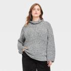 Women's Plus Size Mock Turtleneck Seam Front Pullover Sweater - Universal Thread Gray