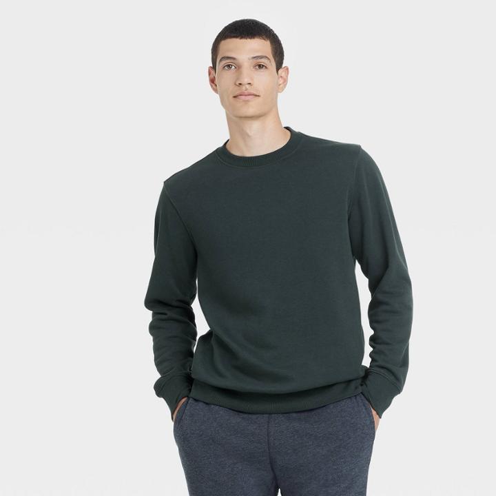Men's Standard Fit Crewneck Sweatshirt - Goodfellow & Co Dark Green