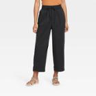 Women's High-rise Relaxed Fit Pull-on Ankle Pants - A New Day Black