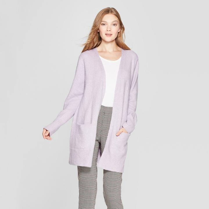 Women's Cozy Open Cardigan - A New Day Lavender (purple)