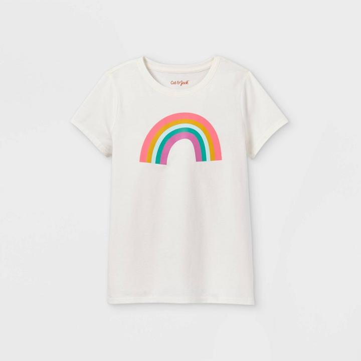 Girls' 'rainbow' Short Sleeve Graphic T-shirt - Cat & Jack Oatmeal Heather