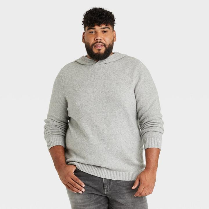 Men's Big & Tall Regular Fit Hooded Pullover Sweater - Goodfellow & Co Light Gray