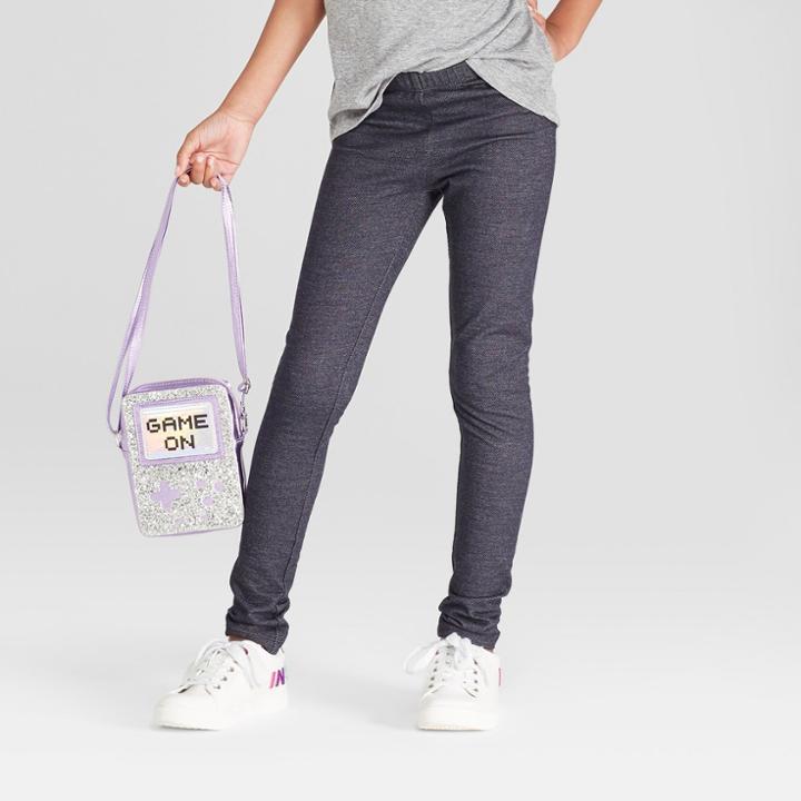 Girls' Sparkle Leggings - Cat & Jack Dark Blue