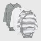 Honest Baby 3pk Sketchy Striped Organic Cotton Long Sleeve Duster Bodysuit - Black/white Newborn