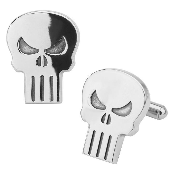 Men's Marvel Punisher Logo Cutout Earring Studs, Stainless